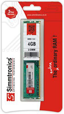 Simmtronics 4GB DDR3 Desktop RAM 1333 MHz (PC 10600) 3 Year Warranty