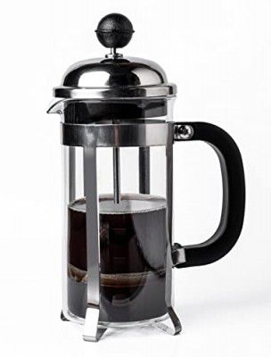 Sipologie Vintage French Press Coffee Maker 350ml, Silver I 4 Level Filtration I Premium Heat Resistant Borosilicate Glass in Stainless-Steel Housing I Brews Filter Coffee, Tea Maker I 1 Cup