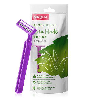 Sirona Disposable Hair Removal Razor for Women - 1 Razor | with Aloe Boost for Arms, Legs and Bikini Line - 2 Blade Shaving Women Razor