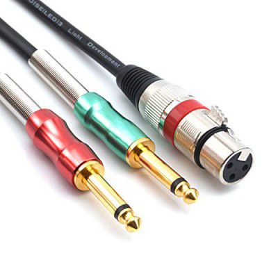 SiYear- 10FT XLR Female 3Pin to 6.35mm 1/4 inch Mono male Audio Y Splitter Cable, Dual 6.35mm 1/4" Male to XLR Female Stereo microphone Audio Converter Adapter Cable(3m)