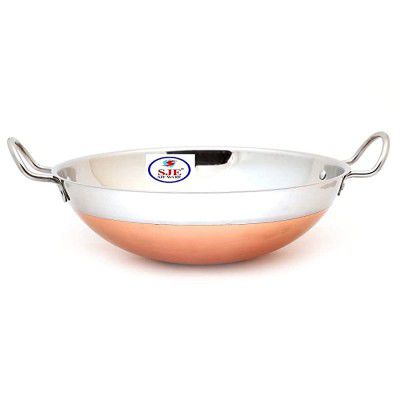 Sjeware Copper Stainless Steel kadai 1.5 L