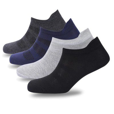 SJeware Premium Loafer/No Show Anti Slip Free Size Cotton Socks for Men's and Women's (Pack of 4)