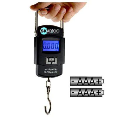 SKADIOO Weight Machine | Luggage Bag Weight Scale | Digital Weight Machine | Kitchen Weighing Scale | Electronic Portable Fishing Hook Type Digital LED Screen weighing scale 50 kg (Black)