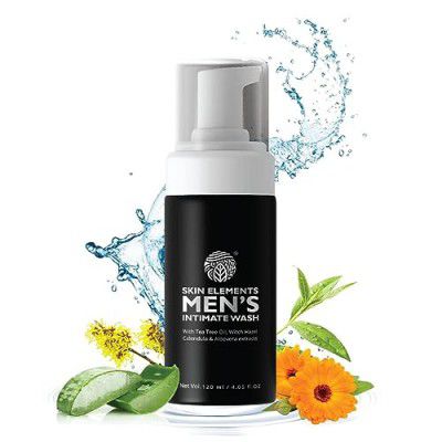 Skin Elements Intimate Wash for Men with Tea Tree Oil | pH Balanced Foaming Hygiene Wash | Prevents Itching, Irritation & Bad Odor | 120 ml