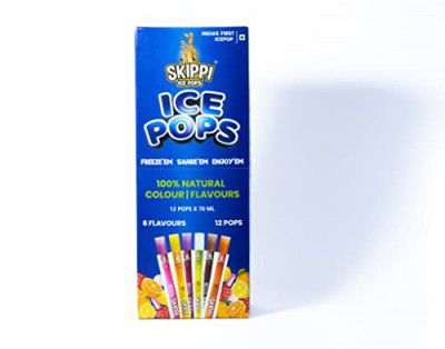 Skippi Icepops Natural Ice Popsicles (Lemon, Mango, Orange, Raspberry, Bubblegum and Cola) - 12 x 70 ml