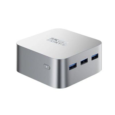 SKULLSAINTS Rudra Mini PC, Genuine Windows 11 Pro, HDMI 4K@60Hz 3 Screen Display, Dual Ethernet Ports, 2.4/5G WiFi, BT4.2 (12th Gen N100 (8GB DDR5 + 256GB M.2 SSD))