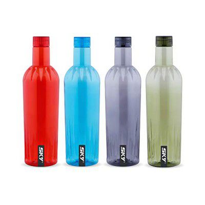 SKY Crown Unbreakable PET Water Bottle,Set Of 4,1000 ml,Multicolor