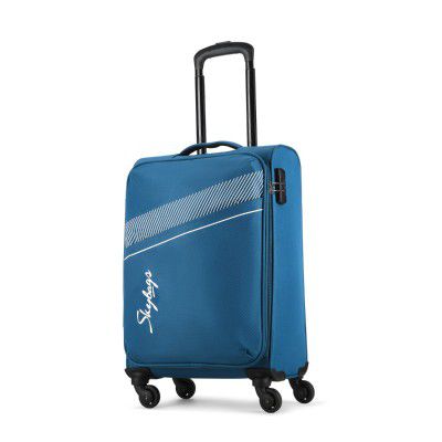 Skybags Trick Polyester Softsided 58 cm Cabin Stylish Luggage Trolley with 4 Wheels | Blue Trolley Bag - Unisex