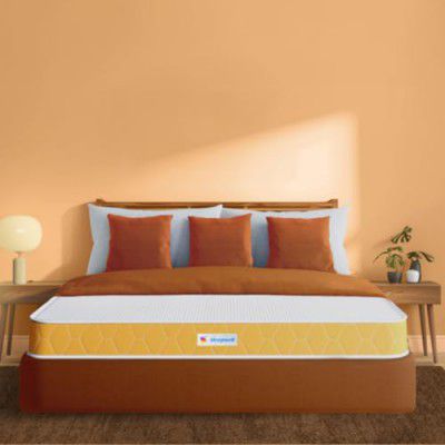 Sleepwell Dual Mattress | Reversible | High Density (HD) Foam | 5-inch Double Bed Size, Medium Soft & Hard (Orange, 72x48x5)