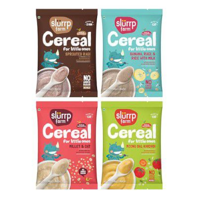 Slurrp Farm No Added Sugar No Salt Cereal Starter Combo | 50 g*4