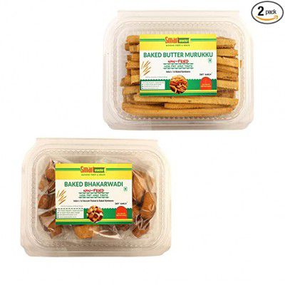 smart snacks Baked Combo Pack Bhakarwadi Mini Bhakarwadi & Butter Murakku 200+200 Gram