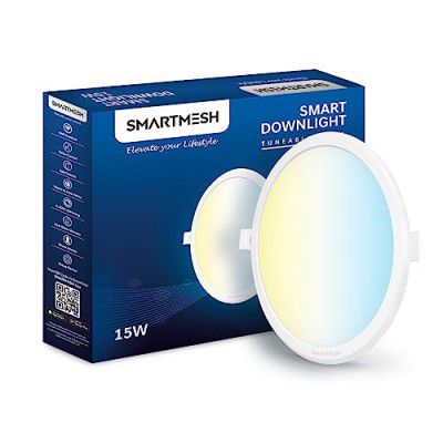 SmartMesh WiFi+BLE CCT Smart LED Downlight Powered by Jio IoT| 15 Watt, Round | Tuneable White, Shades of White from Warm to Cool White | Compatible with Alexa and Google Assistant(Pack of 1)