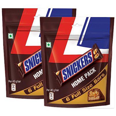 Snickers Peanut Filled Chocolate Bar Home Pouch, 2 X 240 Gram