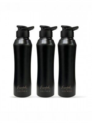 Solara Black ( 3 Pieces ) Stainless Steel Wall Vacuum Water Bottles - 1 L