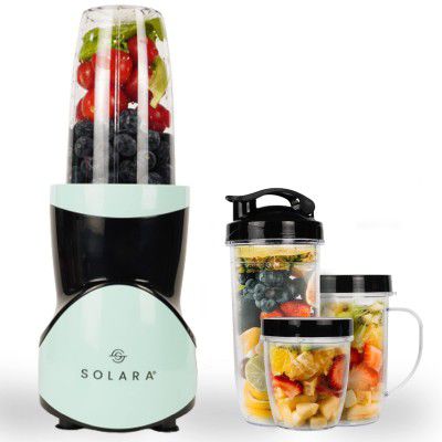 SOLARA BlendEasy Blender for Home Kitchen, 400 Watts Mixer Grinder, Juicer Machine, Blender for Smoothie and Juices with 2 Stainless steel Blades (Wet & Dry Blades), 4 Jars | Aqua