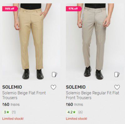 Solemio mens Trousers at ₹60