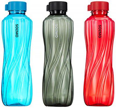 Solimo 1000 ml Plastic Water Bottle | Set of 3 |Multi Color