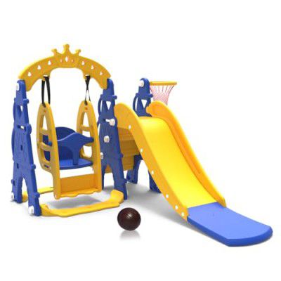 Solimo 3-in-1 Castle Slide & Swing for Indoor & Outdoor Use