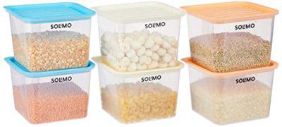 Amazon Brand - Solimo Airtight Storage Containers with Handle, Set of 6 (1,600 ml Each)