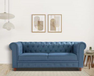 Amazon Brand - Solimo Atlas 3 Seater Sofa (Fabric, Blue)