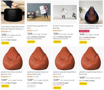 Solimo Bean Bag Upto 88% off Starting From ₹449