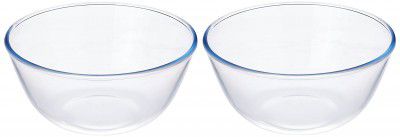 Solimo Borosilicate Glass Mix Bowl, Set of 2 (3,600 ML Each)