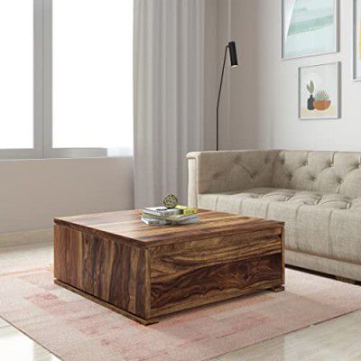 Amazon Brand - Solimo Ciel Solid Sheesham Wood Coffee Table with 2 Drawers (Natural Finish)