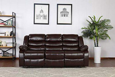 Amazon Brand - Solimo Delphi 3 Seater Leatherette Recliner (Brown)