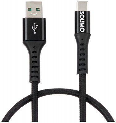 Amazon Brand- Solimo Fast Charging Braided Type C Data Cable, Upto 65W Charge (1 Meter)