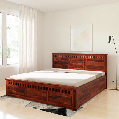 Solimo Mickle King Size Solid Sheesham Wood Bed Box Storage