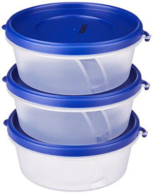 Solimo Nestable & Stackable Polypropylene Container Set, Round, 500 ml, Set of 3, Blue