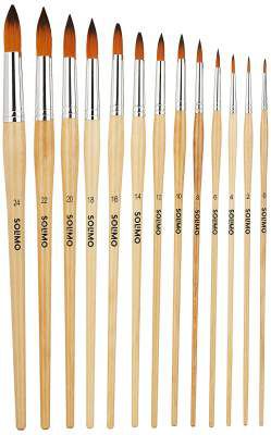 Amazon Brand - Solimo Paint Brushes for Acrylic and Water Colours, 13 Piece Set