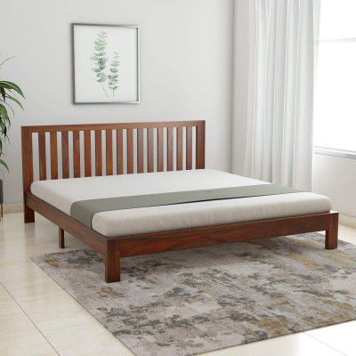 Amazon Brand - Solimo Petra Solid Sheesham Wood King Bed (Teak Finish)