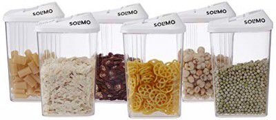 Solimo Plastic Storage Container- 1100 ml, 6 Pieces, White