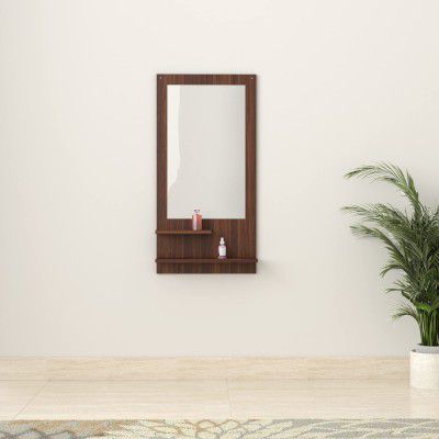 Amazon Brand - Solimo Rendes Dressing Table Mirror with Shelves & Hooks