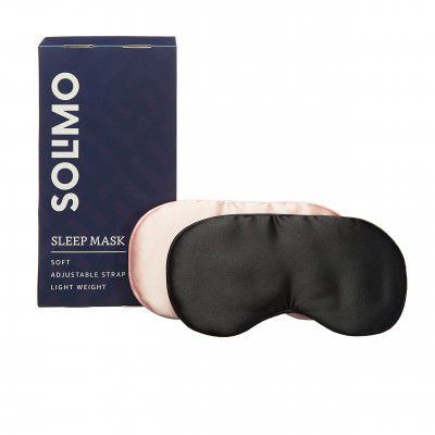 Solimo Sleep Mask, Ultra Smooth, Adjustable Strap, Total Blockout (Black & Copper, Pack Of 2)