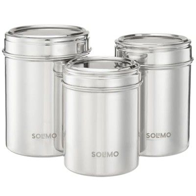 Solimo Stainless Steel Canister Set - Ubba Dabba I See-Through Canisters | BIS-Approved | 600ml, 900ml, and 1200ml, SILVER, Set Of 3