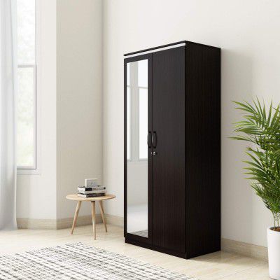 Solimo Vega Engineered Wood Wardrobe With Drawer And Mirror Espresso , 2 Doors