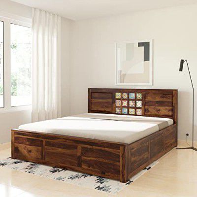 Amazon Brand - Solimo Verba King Size Solid Sheesham Wood Bed Box Storage