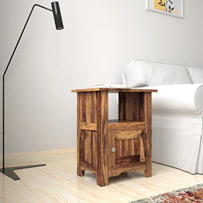 Solimo Verilla Bedside Table with Storage Cabinet (Sheesham Wood, Natural Finish)