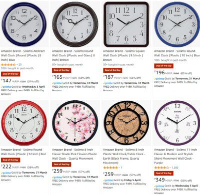 Amazon Brand - Solimo Wall Clocks Starting From Rs.147