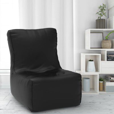 Amazon Brand - Solimo XXL Bean Chair Cover - Without Beans- Cover Only (Black)(Faux Leather)