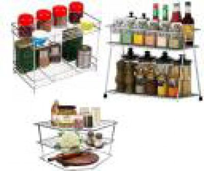 Somkala Containers Kitchen Rack Steel Presents a combo pack of spice rack + corner rack +