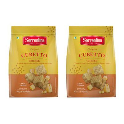 Sorrentina Cubetto Cheese 125g X 2 (250g) | Bite Sized Wafer Biscuit| Made with Real Cheese | 2x More Crunch