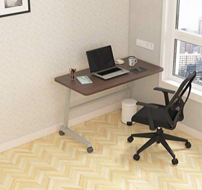 SOS Spacewood LiteOffice Fixed Mobile Desk Home and Office Table (Lorraine Walnut)