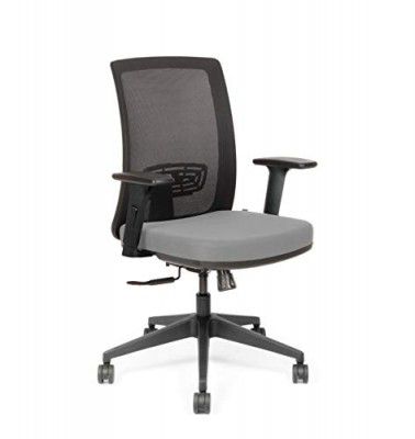 SOS Spacewood LiteOffice Lightup LX Mid-Back Comfortable Office Chair with Synchro Tilt Mechanism & Adjustable (1D) Arms for Long Seating Hours (Grey)