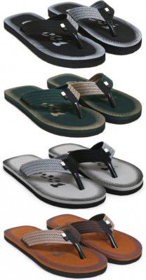 SOSU  4 Pairs|EVA|Ultralightweight|Premium|Comfort|All Seasons Trendy|For Men Men Flip Flops  (Multicolor 6)