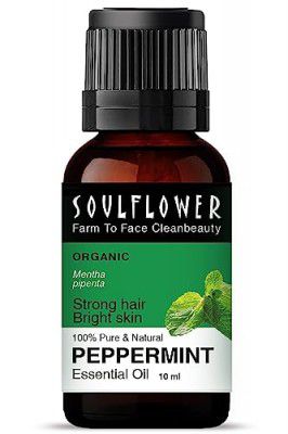 Soulflower Peppermint Essential Oil for Skin & Hair Growth, Hair Fall Control, Scalp |100% Pure |10ml