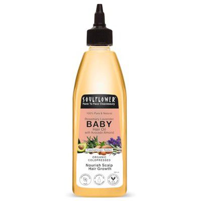 Soulflower Rosemary Baby Hair Oil for massage, hair growth, healthy Scalp, nourishment and moisturization | 225ml