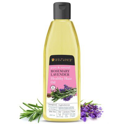 Soulflower Rosemary Lavender Oil for Healthy Hair, Scalp, Hair Roots - 100% Pure & Natural Undiluted Coldpressed Oil, 225ml